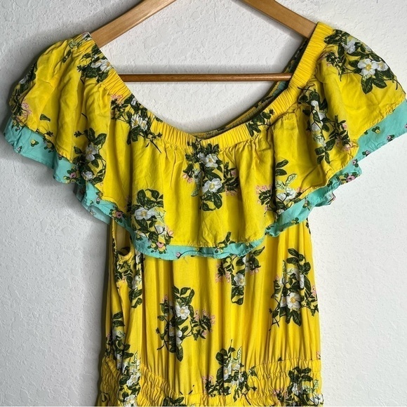 Matilda Jane Hooked on a Feeling Dress Yellow Ruffle Floral Size Large - Picture 3 of 5